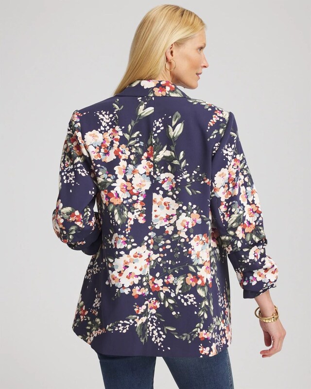 Floral Ruched Sleeve Blazer - image 3